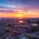 Zonsondergang vanaf de Euromast op Rotterdam West