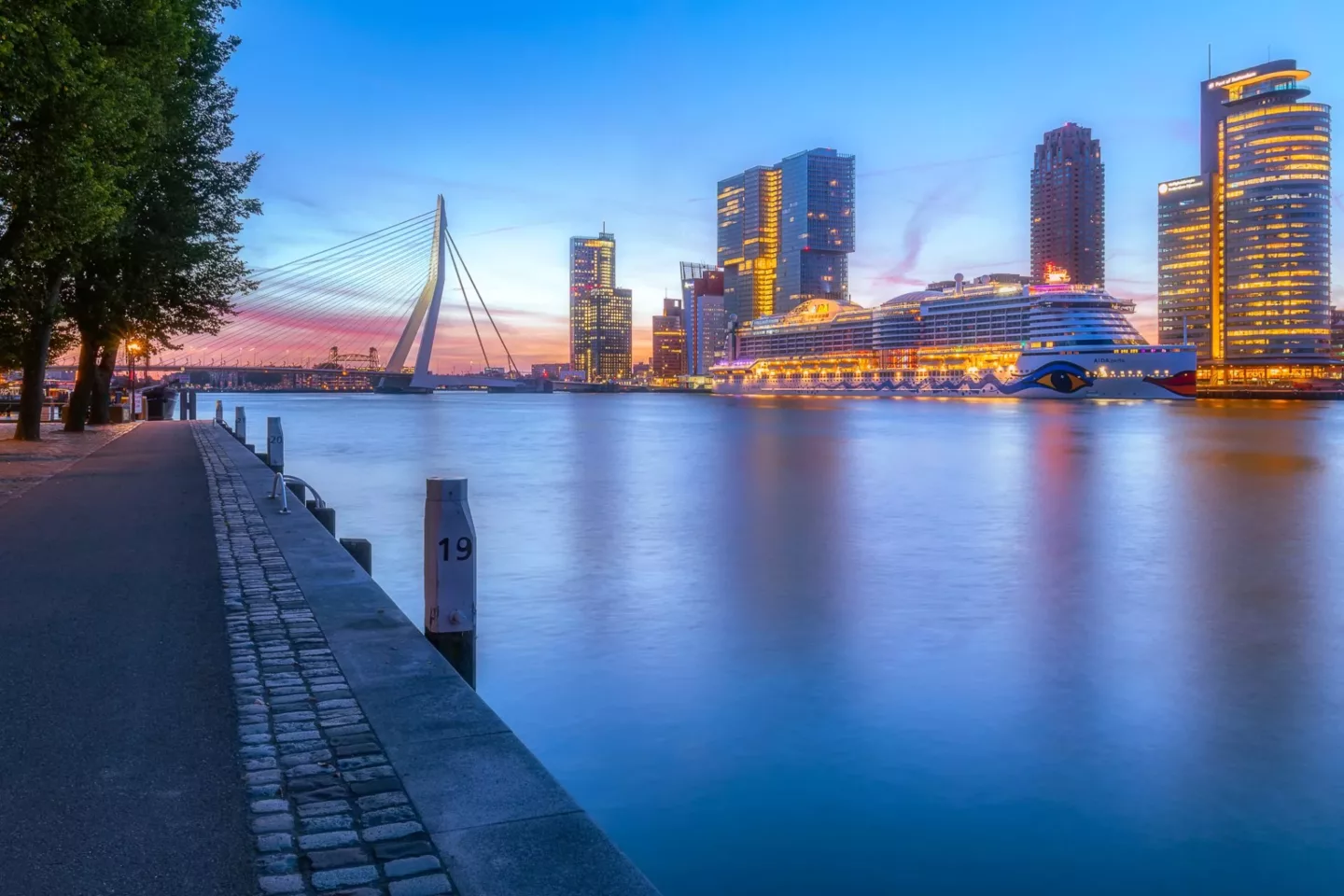 Een vroege morgen bij de Erasmusbrug (Rotterdam)