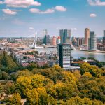 Classic skyline van Rotterdam vanaf de Euromast